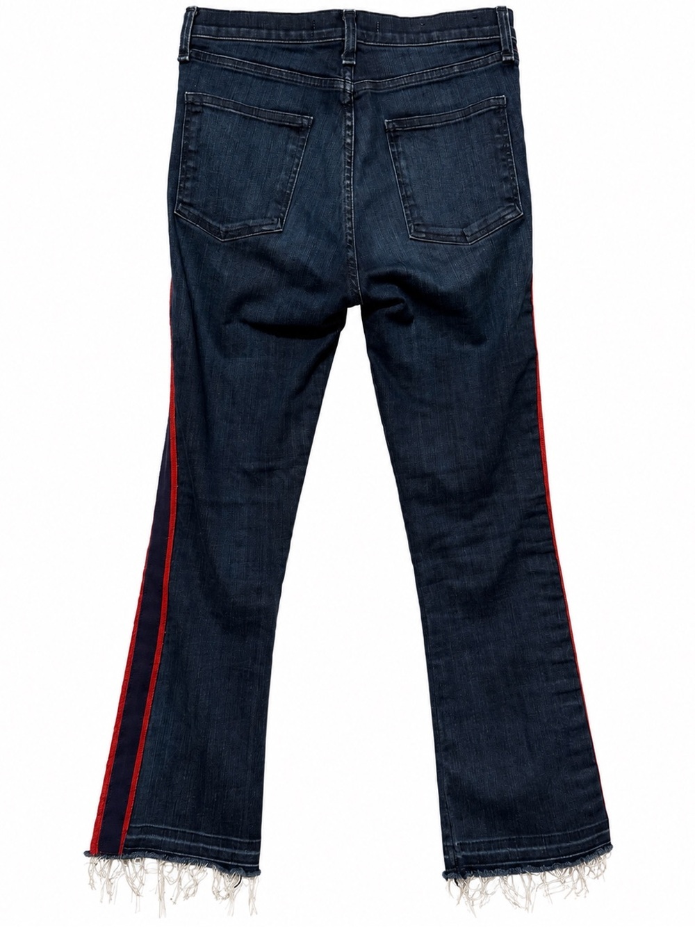Veronica Beard Navy Slim Straight Jeans with Red Side Stripes - Picture 2 of 8